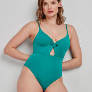 GISELA - Costume Intero Tinta Unita Con Cut-Out E Spalline Regolabili - Verde - Lime
