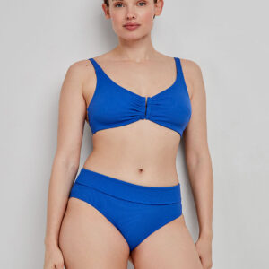 GISELA - Bikini Non Imbottito Con Slip Multiposizione In Tessuto Strutturato - Blu