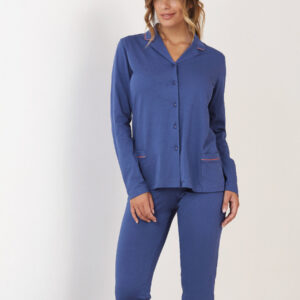 OHANA - Pigiama Primaverile Con Giacca - Bluette