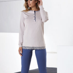 OAHANA - Pigiama A Serafino Con Pantalone Bluette