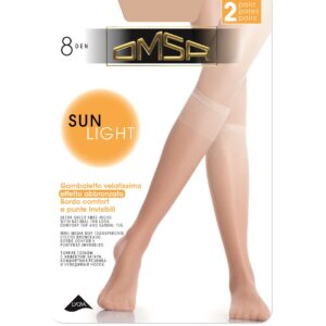 OMSA - Gambaletto Velato 8 Denari Effetto Abbronzato - Beige Naturel - Nero