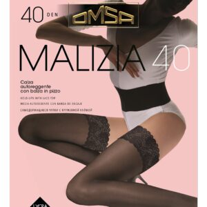 OMSA - Calze Autoreggenti Con Pizzo 40 Denari - Nero - Daino