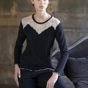 MAGIC DREAM - Pigiama "Elegance" Con Pizzo - Nero - Grigio