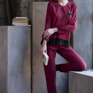 MAGIC DREAM - Pigiama "Passion" In Caldo Cotone - Bordeaux - Blu