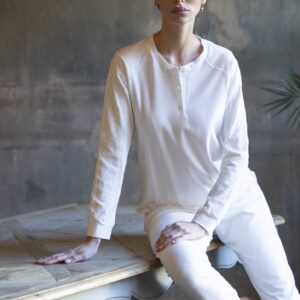 MAGIC DREAM - Pigiama A Serafino Con Pizzo - Panna - Blu