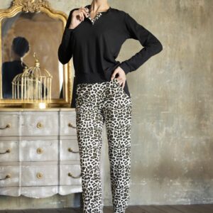 MAGIC DREAM - Pigiama Con Pantalone Leopardato - Nero - Blu