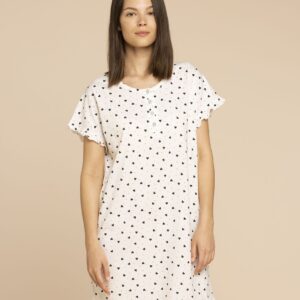NOIDINOTTE - Camicia Da Notte In Cotone - Bianco - Rosa Polvere