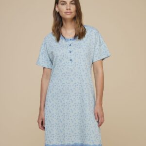 NOIDINOTTE - Camicia Da Notte Manica Corta - Verde Salvia - Rosa