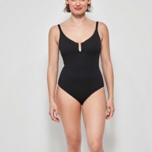 GISELA - Costume Intero Modellante - Nero - Rosso