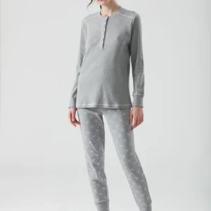 RAGNO - Pigiama In Caldo Cotone Con Stampa A Cuori - Grigio Mel.
