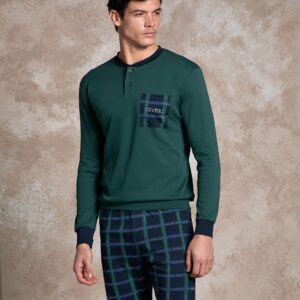 ENRICO COVERI - Pigiama Uomo In Caldo Cotone - Pino - Blu