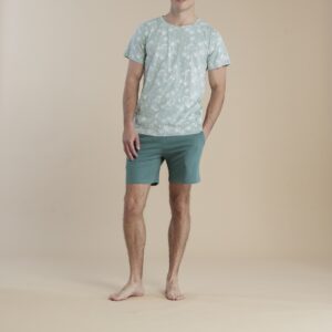 NOIDINOTTE - Pigiama Uomo Estivo In Cotone - Verde - Blu