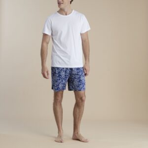 NOIDINOTTE - Pigiama Uomo Corto In Cotone Con T-Shirt Bianco E Pantaloncini Paisley