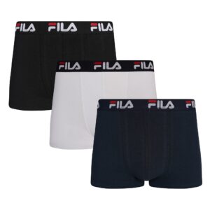 FILA - Boxer Uomo In Cotone Elasticizzato - Nero - Bianco - Blu