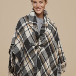 NOIDINOTTE - Mantella Con Fibbia E Frange - Nero E Beige
