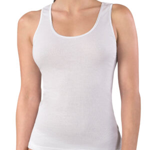 MABRAT - Canotta Donna Spalla Larga In Cotone - Bianco - Nero
