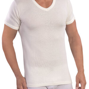 MABRAT - Maglia Uomo Mezza Manica In Lana E Cotone - Bianco Lana
