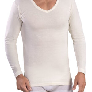 MABRAT - Maglia Intima Lunga In Lana E Cotone - Bianco Lana