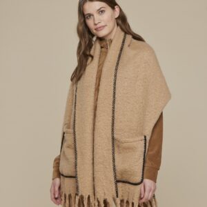 NOIDINOTTE - Mantella Con Frange E Tasche - Beige E Nero