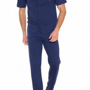 SERGIO TACCHINI - Pigiama Aperto Tris In Cotone - Blu Navy