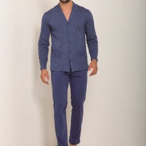 O-LAB - Pigiama In Stile Camicia - Blu - Piombo