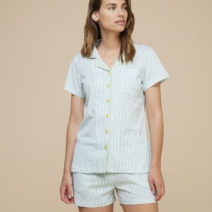 NOIDINOTTE - Pigiama Donna Corto Con Stampa A Righe - Verde Salvia - Lime