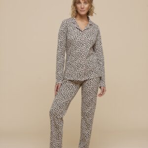 NOIDINOTTE - Pigiama Donna Camicia "Maculato" - Beige