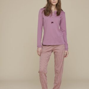 NOIDINOTTE - Pigiama Donna "Righe" - Cipolla - Rosa