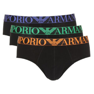 EMPORIO ARMANI -  Slip 3 Pack Stretch Cotton – Nero