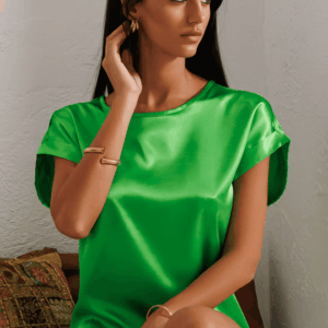 LOVEANDBRA - T-Shirt Donna In Satin - Menta - Cocco - Nero