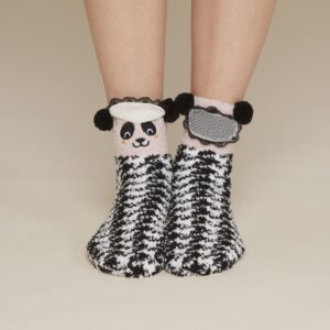 NOIDINOTTE - Calze Antiscivolo In Coral Con Motivo Panda - Nero/Bianco