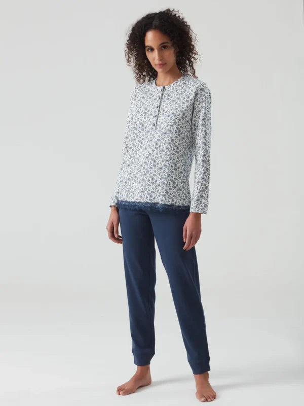 Pigiama damascato donna in caldo cotone