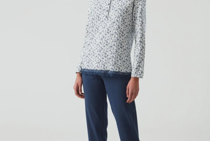 Pigiama damascato donna in caldo cotone