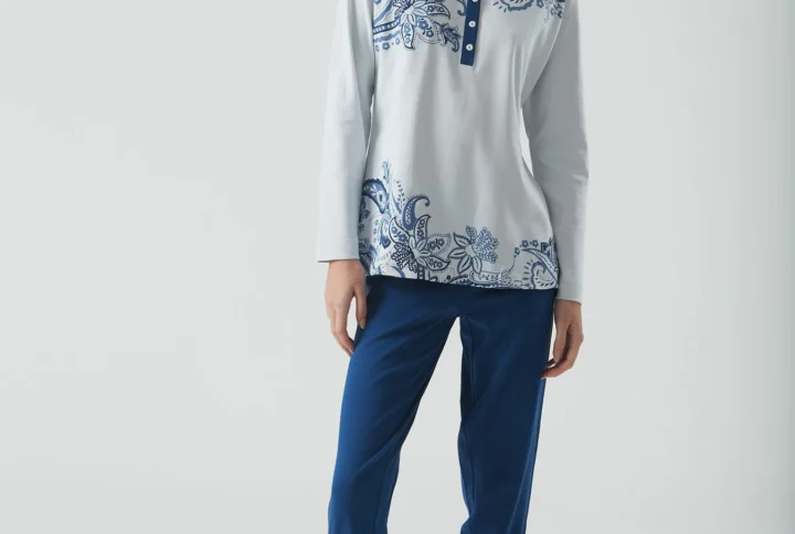 Pigiama serafino damascato donna