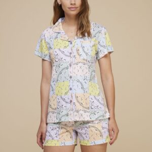 pigiama corto donna in stampa paisley con colletto rever Noidinotte