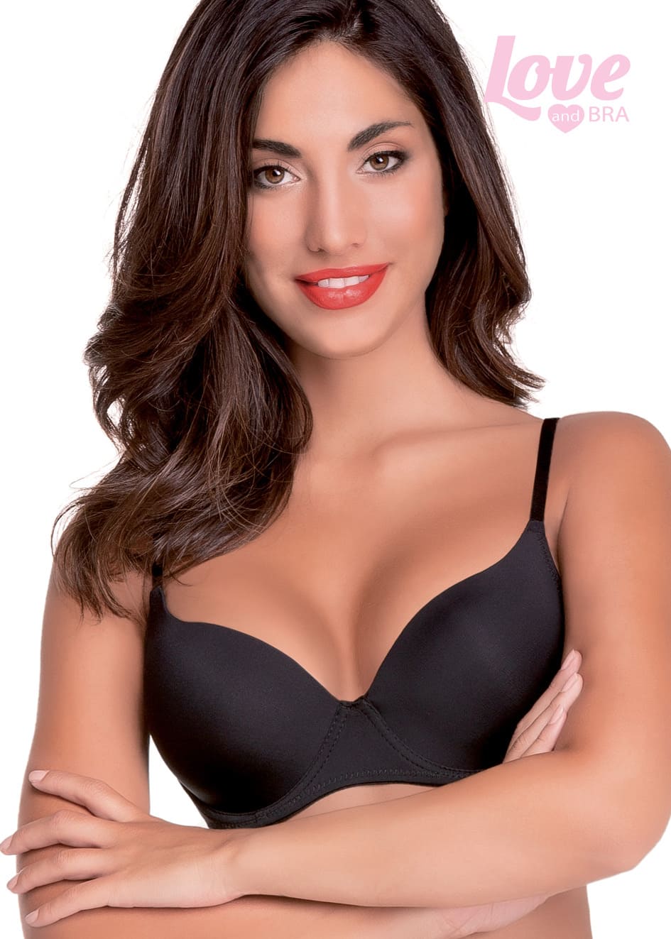 Reggiseno balconcino Greta LOVEANDBRA nero con coppe imbottite a cuore e ferretto