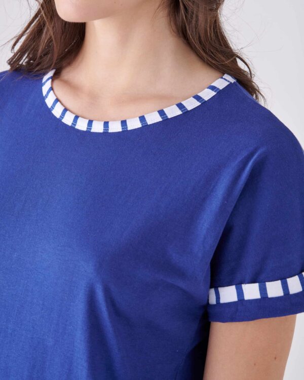 CAMICIA DA NOTTE IN COTONE CON DETTAGLI A RIGHE (2)