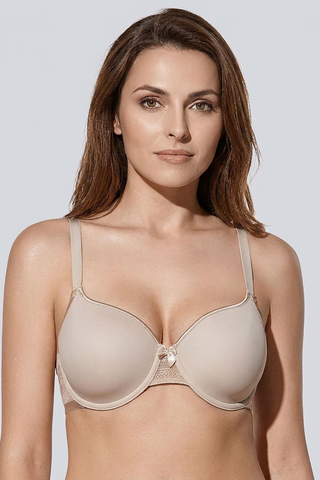 Reggiseno imbottito Selene Olga tierra con ferretto e pizzo