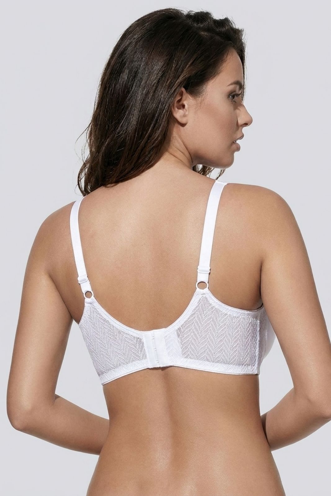 Reggiseno Selene Fabiola bianco vista posteriore con fascia lavorata