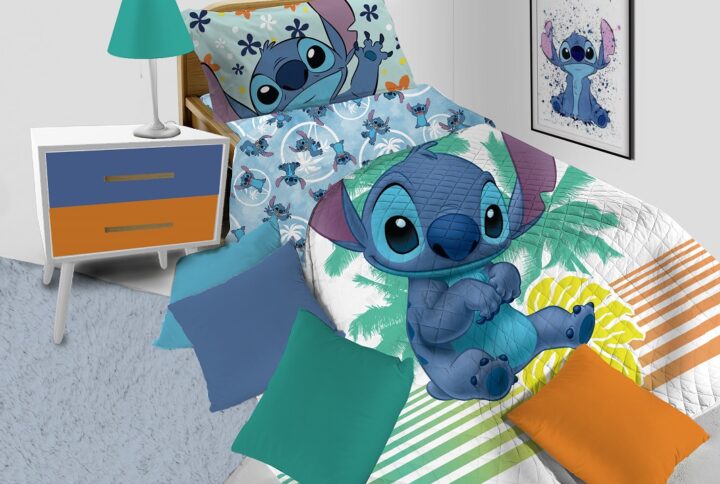 Copriletto trapuntato Lilo e Stitch per letto singolo
