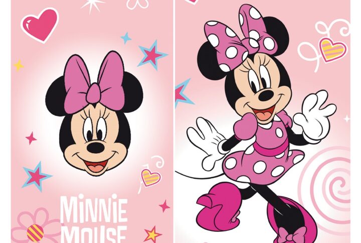 Set asciugamani Minnie Mouse bambina in spugna 1+1 rosa