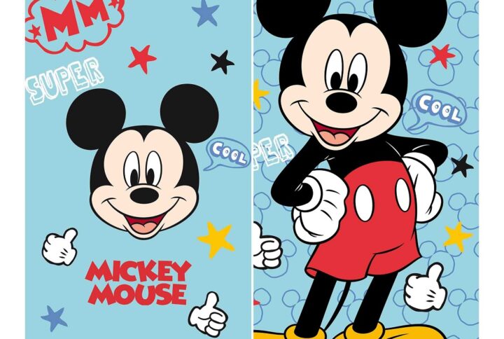 Set asciugamani bambino Mickey Mouse in spugna 2 pezzi con stampa colorata