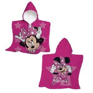 poncho Minnie Mouse in cotone con cappuccio e stampa Disney rosa