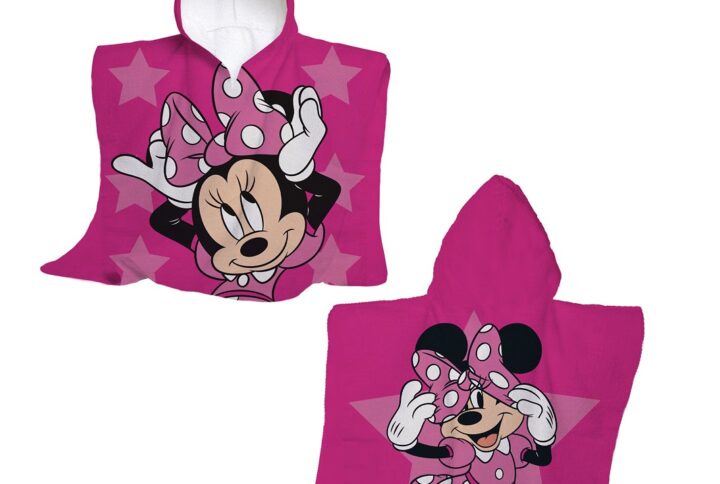poncho Minnie Mouse in cotone con cappuccio e stampa Disney rosa