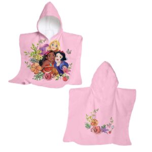 poncho Princess Disney in cotone con cappuccio e principesse stampate