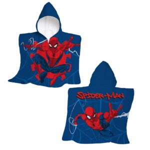 poncho Spider-Man in cotone con cappuccio e stampa Marvel fronte-retro