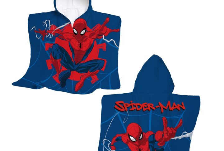 poncho Spider-Man in cotone con cappuccio e stampa Marvel fronte-retro