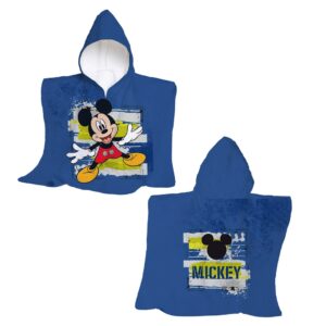 poncho Mickey Mouse in cotone con cappuccio e stampa Disney fronte-retro