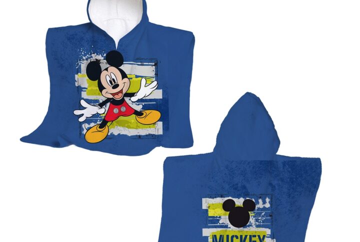 poncho Mickey Mouse in cotone con cappuccio e stampa Disney fronte-retro