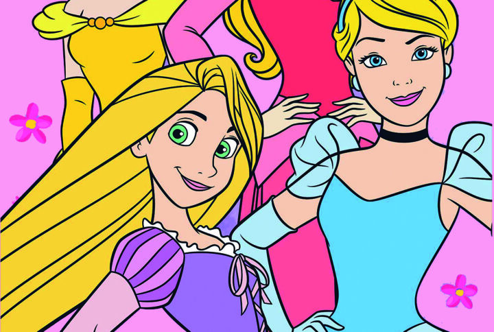 telo mare Princess Disney con principesse su sfondo rosa